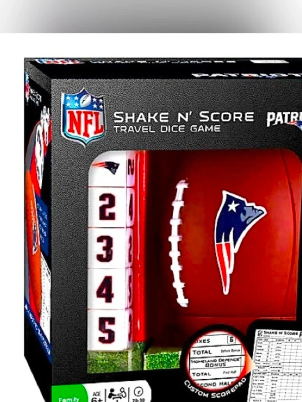 NFL New England Patriots Shake N' Score Travel Dice Game Set, NE Pats Drake Maye